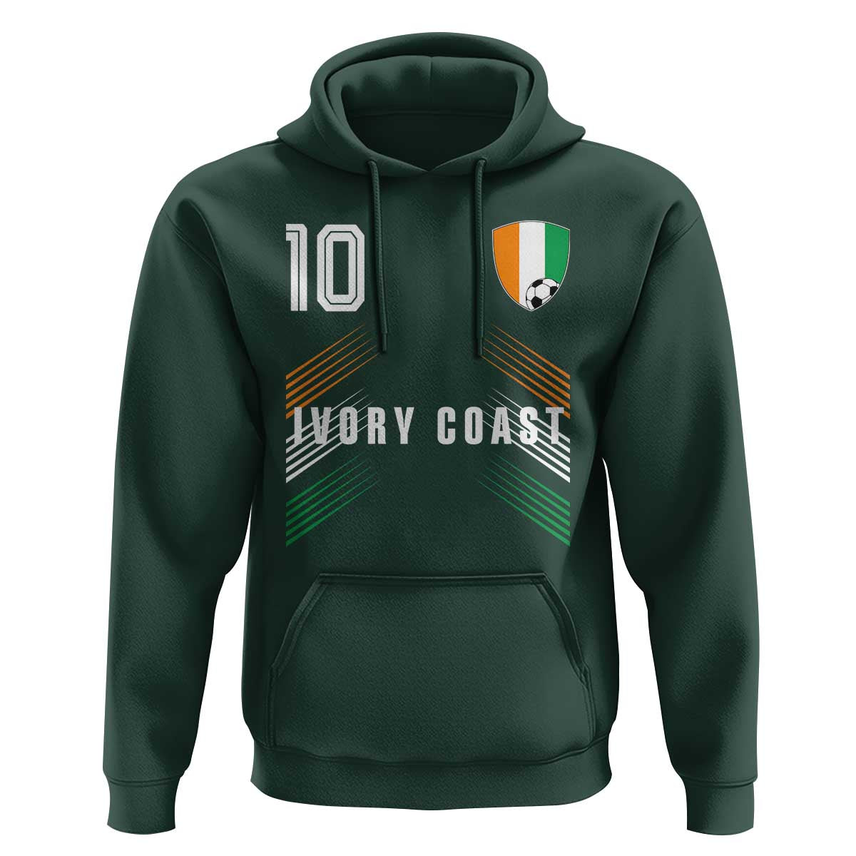 Ivory Coast Soccer Sports Graphic Number 10 Jersey Style Hoodie Proud Ivorian Cote d'Ivoire Football Fans Game Day Pride