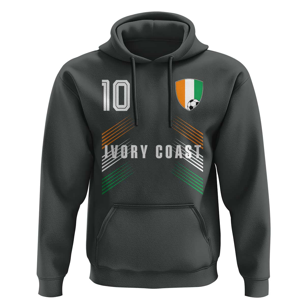 Ivory Coast Soccer Sports Graphic Number 10 Jersey Style Hoodie Proud Ivorian Cote d'Ivoire Football Fans Game Day Pride