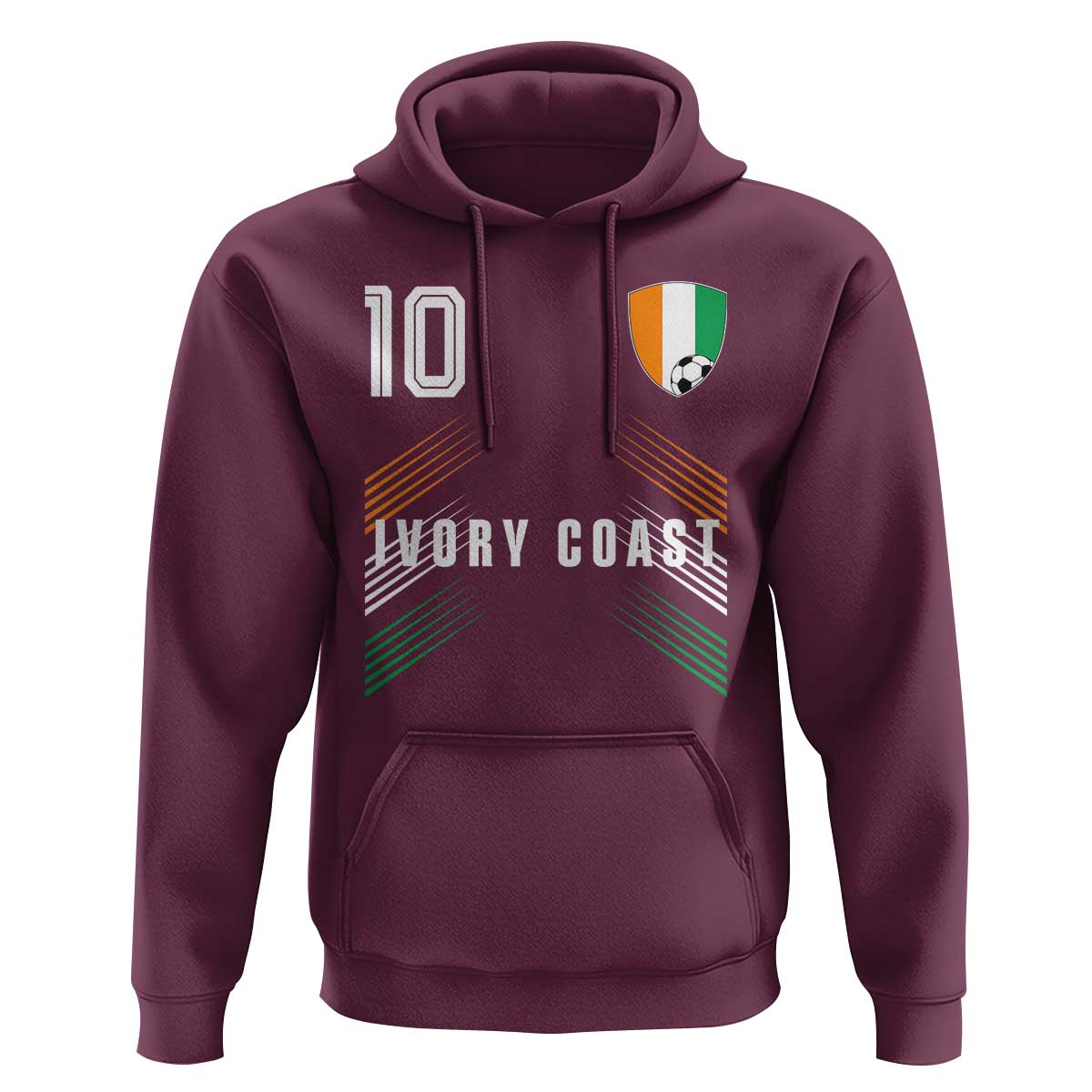Ivory Coast Soccer Sports Graphic Number 10 Jersey Style Hoodie Proud Ivorian Cote d'Ivoire Football Fans Game Day Pride