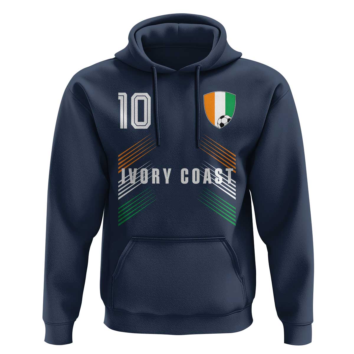 Ivory Coast Soccer Sports Graphic Number 10 Jersey Style Hoodie Proud Ivorian Cote d'Ivoire Football Fans Game Day Pride