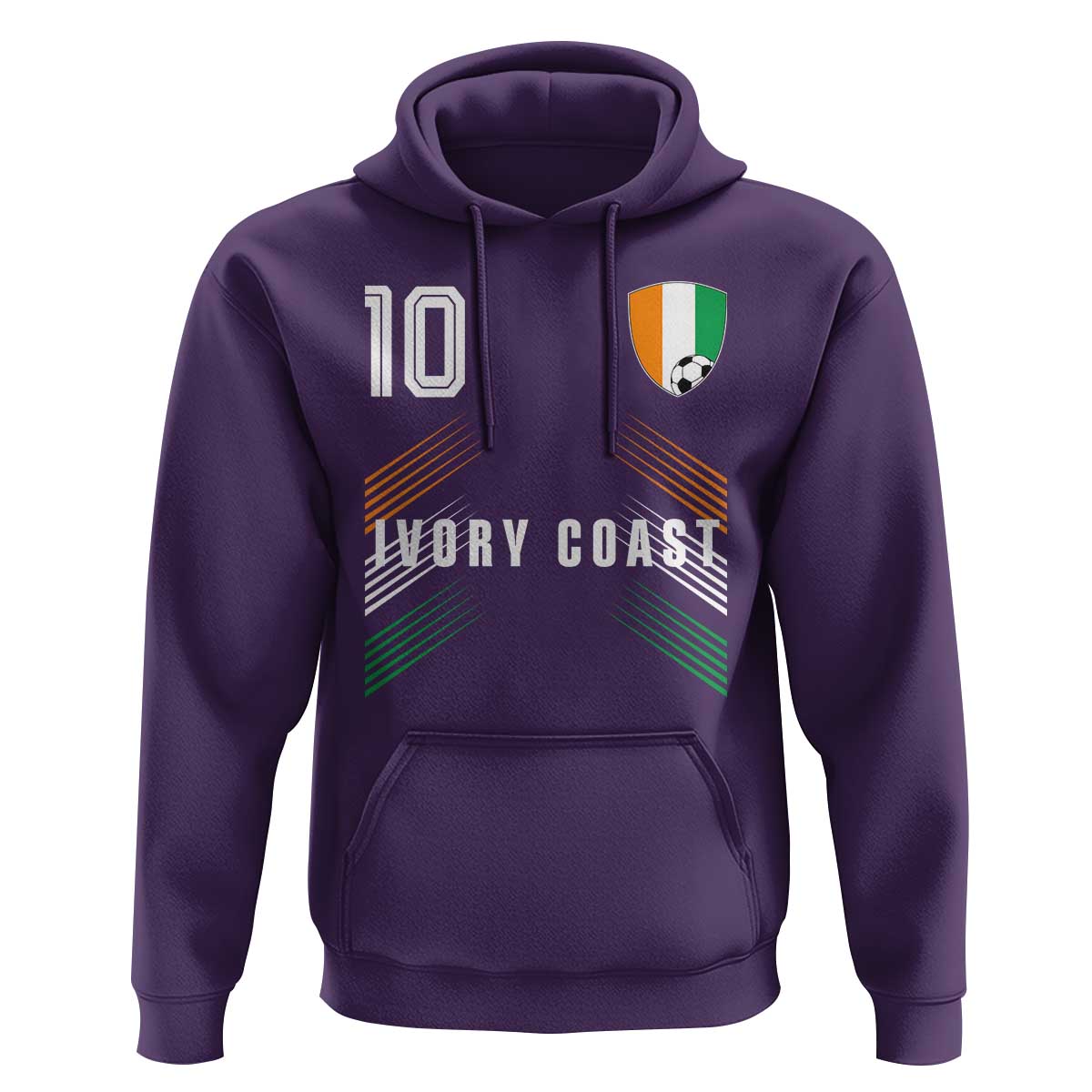 Ivory Coast Soccer Sports Graphic Number 10 Jersey Style Hoodie Proud Ivorian Cote d'Ivoire Football Fans Game Day Pride
