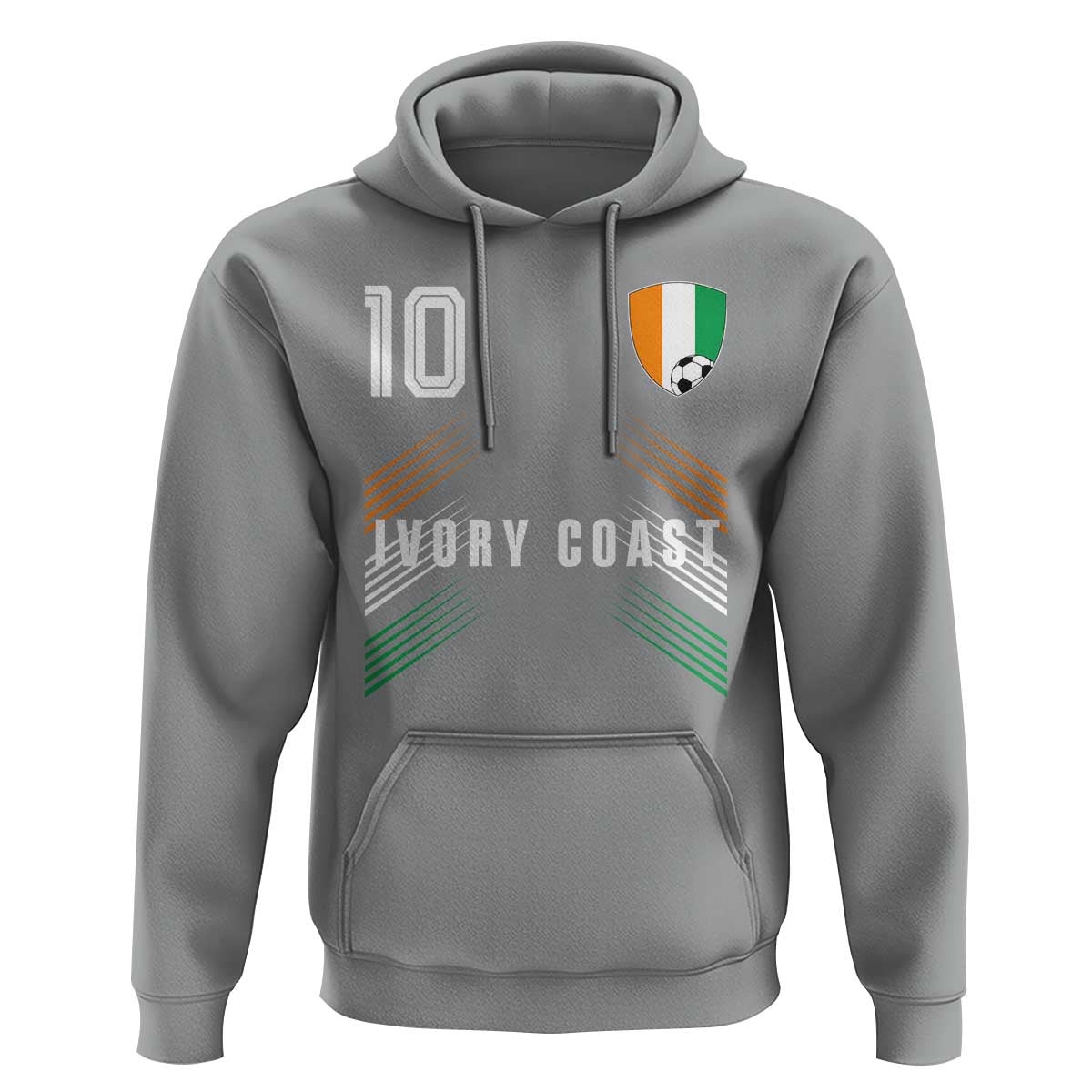 Ivory Coast Soccer Sports Graphic Number 10 Jersey Style Hoodie Proud Ivorian Cote d'Ivoire Football Fans Game Day Pride