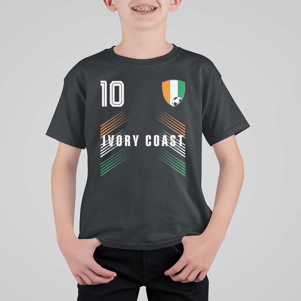 Ivory Coast Soccer Sports Graphic Number 10 Jersey Style T Shirt For Kid Proud Ivorian Cote d'Ivoire Football Fans Game Day Pride