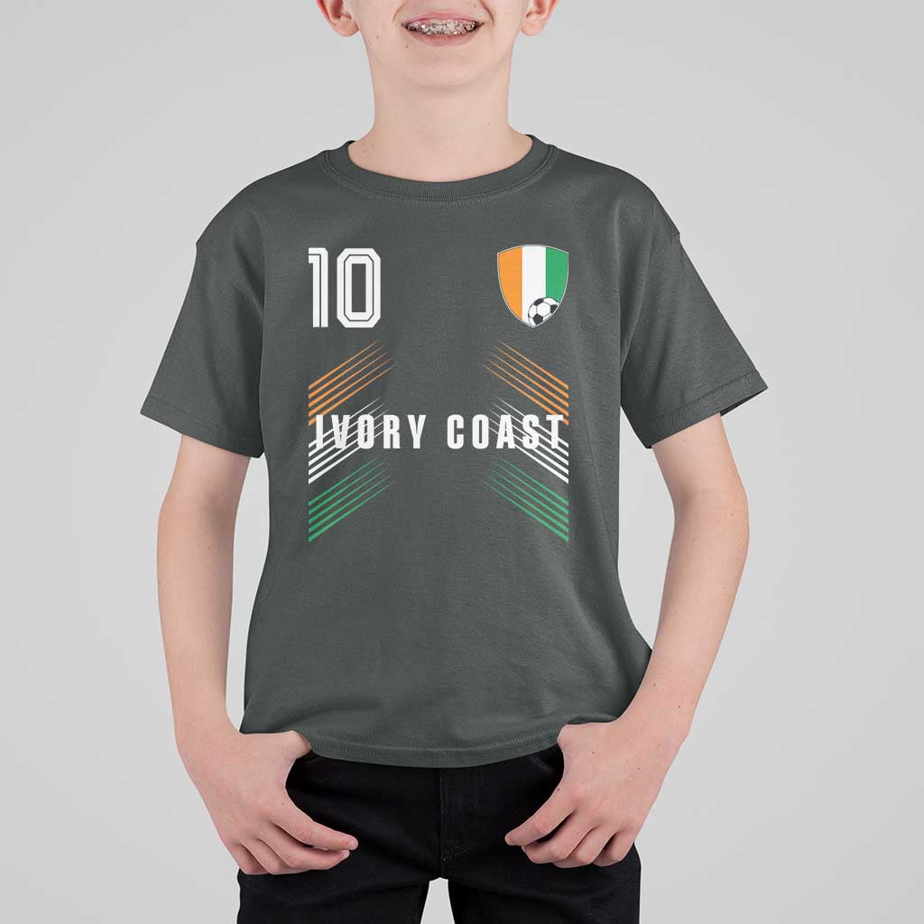 Ivory Coast Soccer Sports Graphic Number 10 Jersey Style T Shirt For Kid Proud Ivorian Cote d'Ivoire Football Fans Game Day Pride
