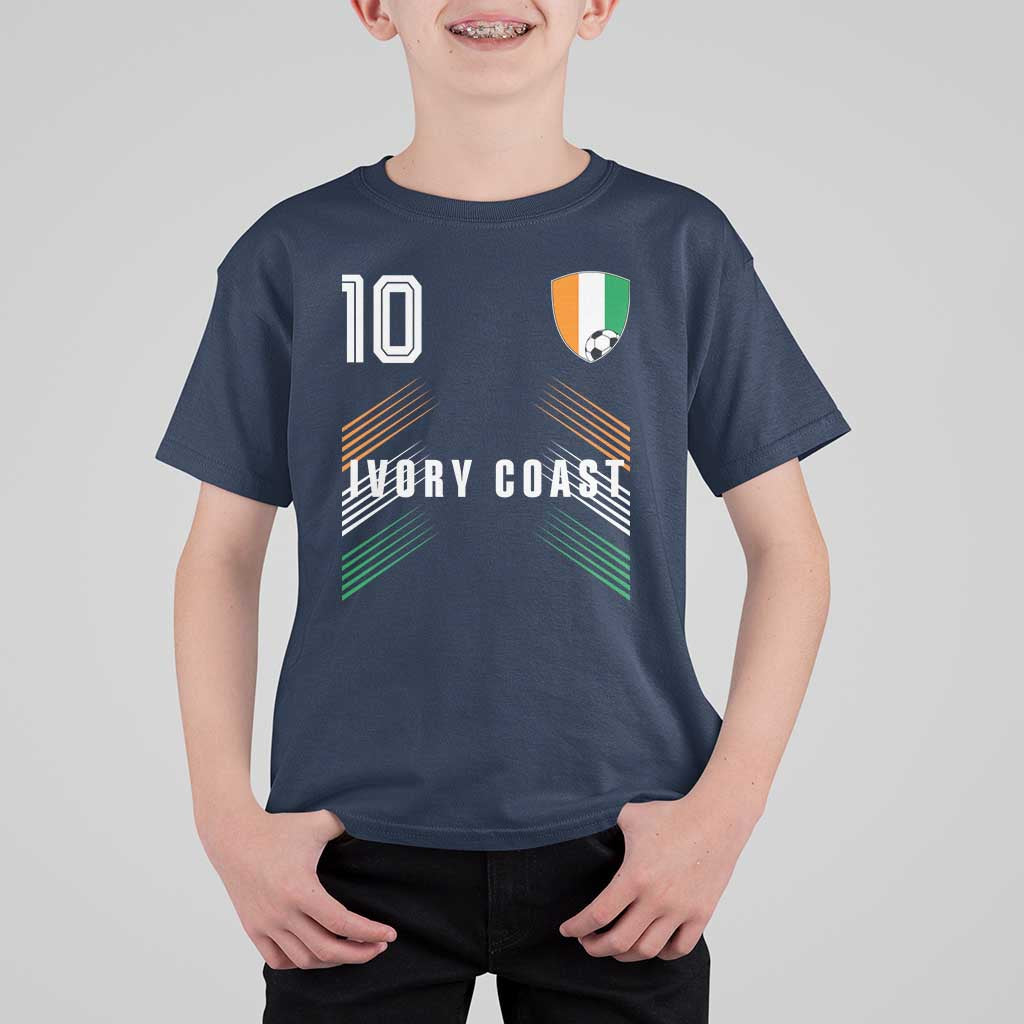 Ivory Coast Soccer Sports Graphic Number 10 Jersey Style T Shirt For Kid Proud Ivorian Cote d'Ivoire Football Fans Game Day Pride