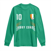 Ivory Coast Soccer Sports Graphic Number 10 Jersey Style Long Sleeve Shirt Proud Ivorian Cote d'Ivoire Football Fans Game Day Pride