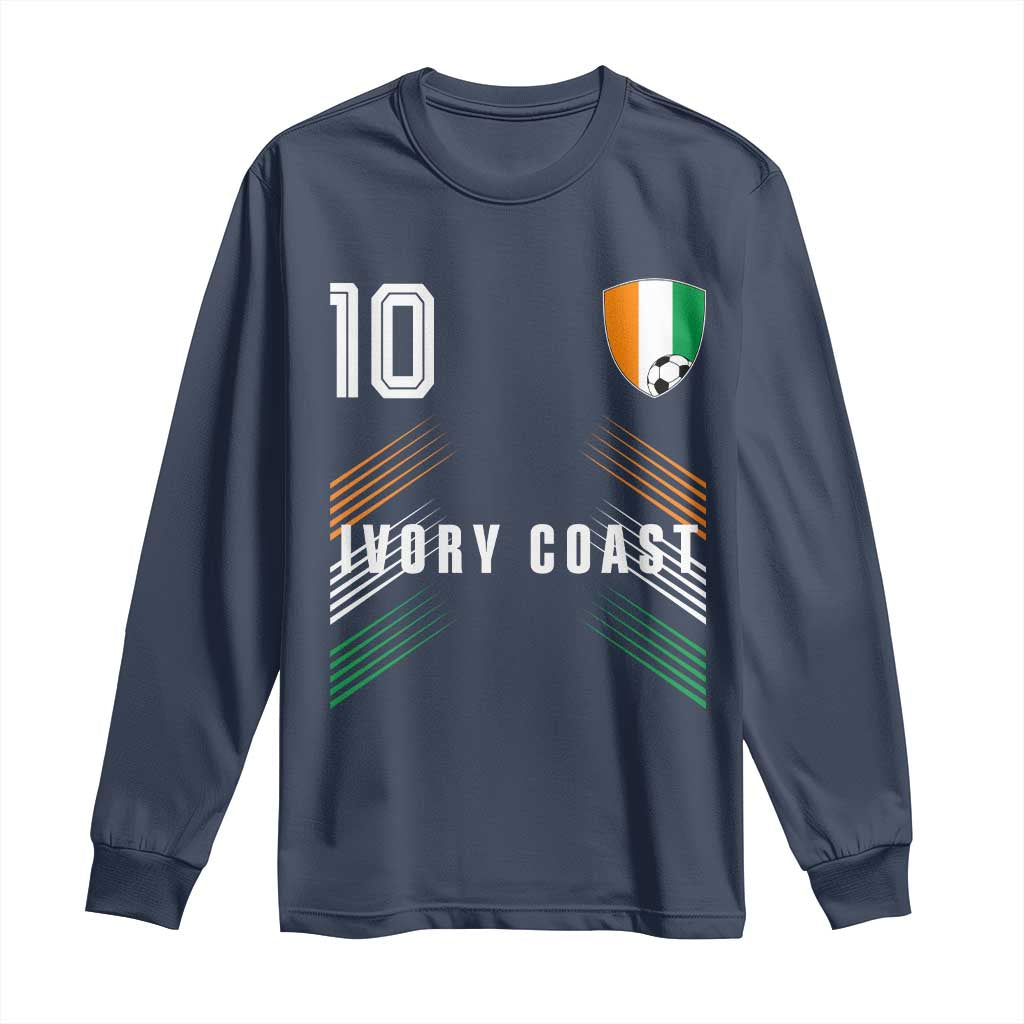 Ivory Coast Soccer Sports Graphic Number 10 Jersey Style Long Sleeve Shirt Proud Ivorian Cote d'Ivoire Football Fans Game Day Pride