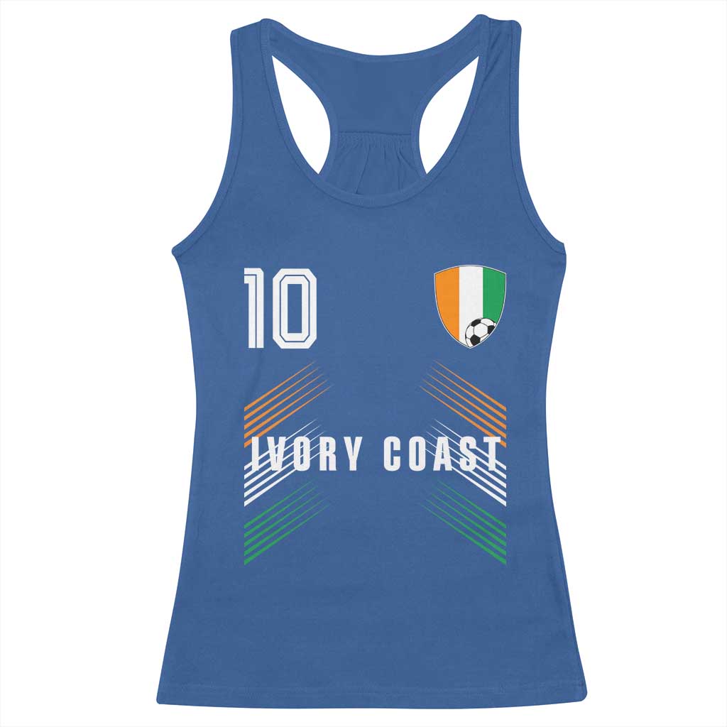 Ivory Coast Soccer Sports Graphic Number 10 Jersey Style Racerback Tank Top Proud Ivorian Cote d'Ivoire Football Fans Game Day Pride