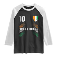 Ivory Coast Soccer Sports Graphic Number 10 Jersey Style Raglan Shirt Proud Ivorian Cote d'Ivoire Football Fans Game Day Pride