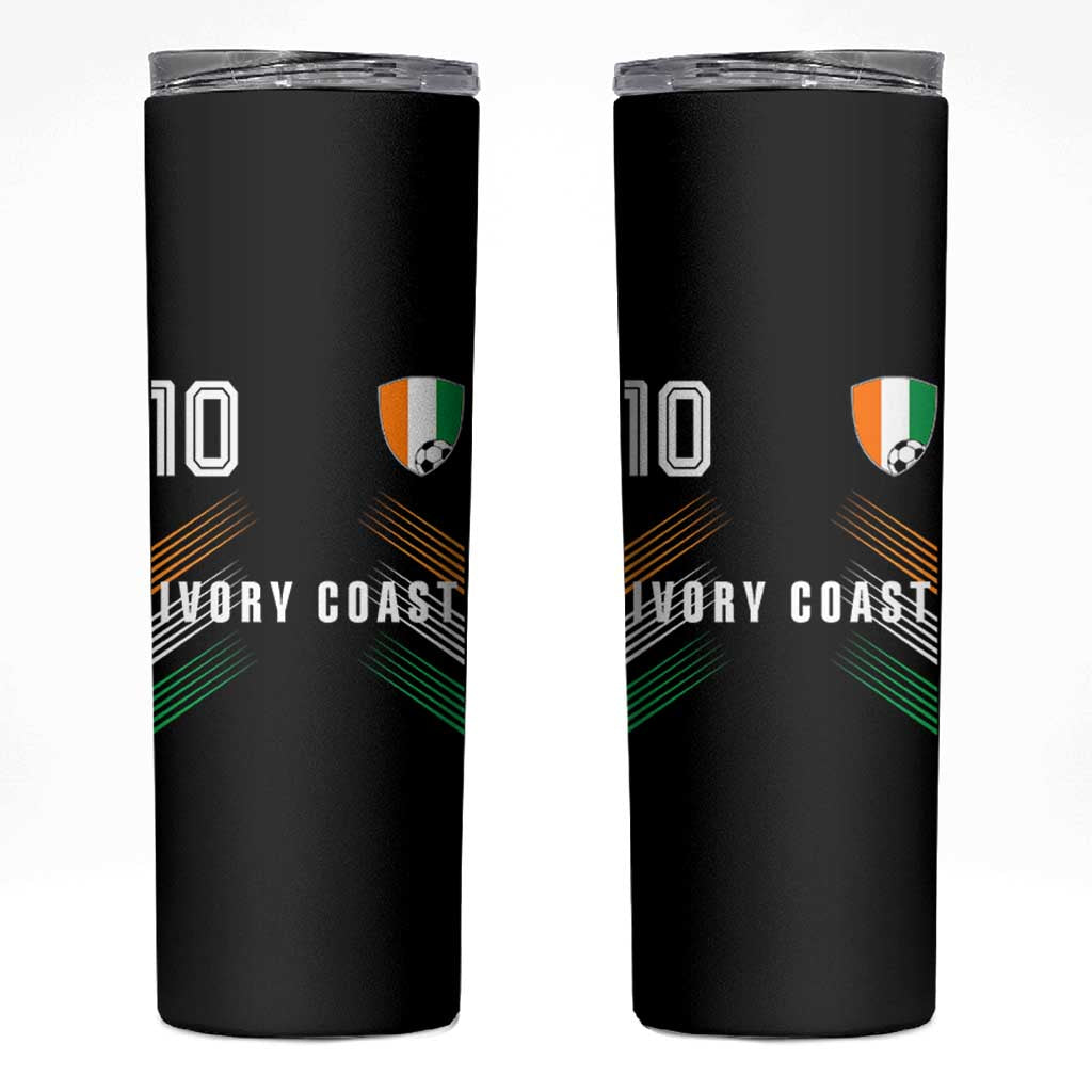 Ivory Coast Soccer Sports Graphic Number 10 Jersey Style Skinny Tumbler Proud Ivorian Cote d'Ivoire Football Fans Game Day Pride