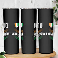 Ivory Coast Soccer Sports Graphic Number 10 Jersey Style Skinny Tumbler Proud Ivorian Cote d'Ivoire Football Fans Game Day Pride