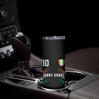 Ivory Coast Soccer Sports Graphic Number 10 Jersey Style Skinny Tumbler Proud Ivorian Cote d'Ivoire Football Fans Game Day Pride