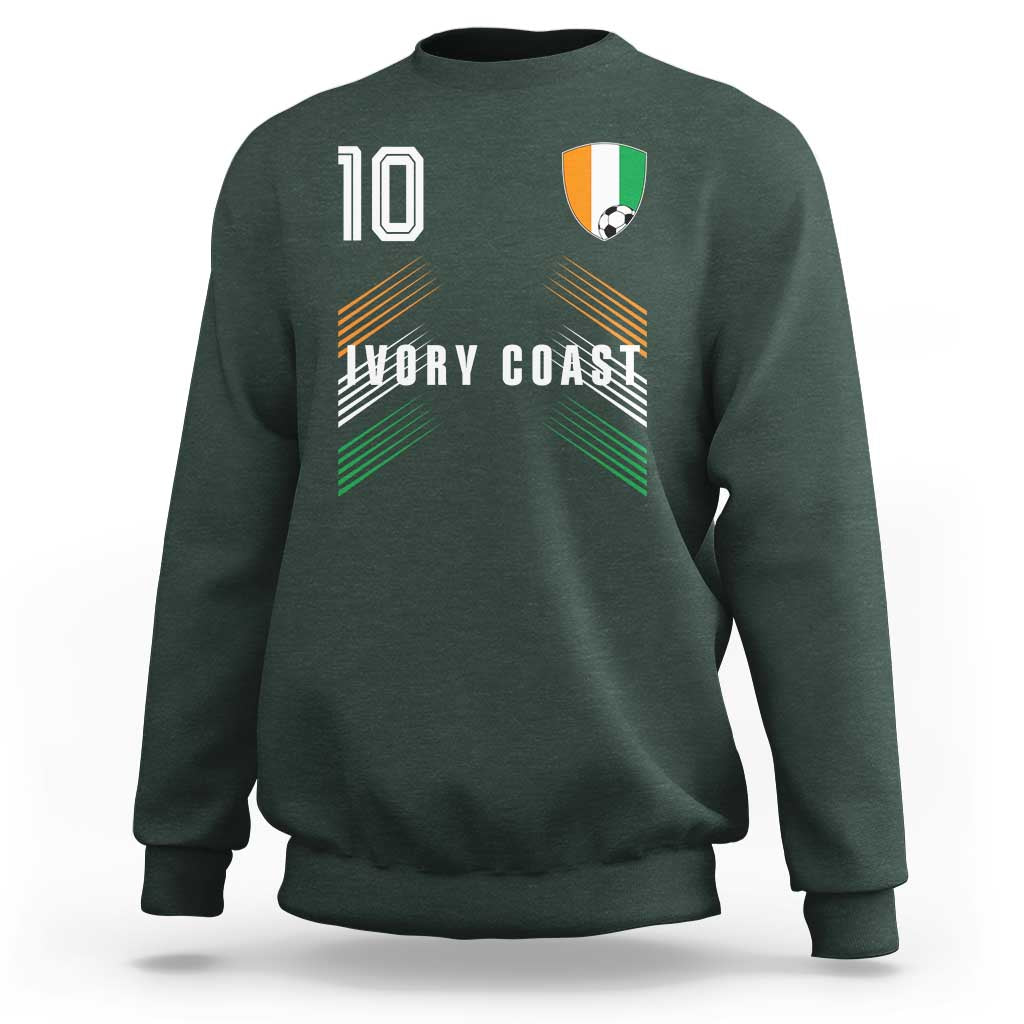 Ivory Coast Soccer Sports Graphic Number 10 Jersey Style Sweatshirt Proud Ivorian Cote d'Ivoire Football Fans Game Day Pride