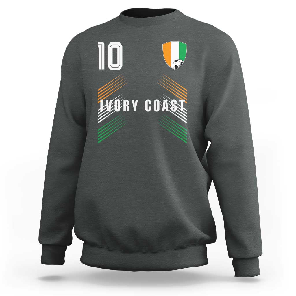 Ivory Coast Soccer Sports Graphic Number 10 Jersey Style Sweatshirt Proud Ivorian Cote d'Ivoire Football Fans Game Day Pride
