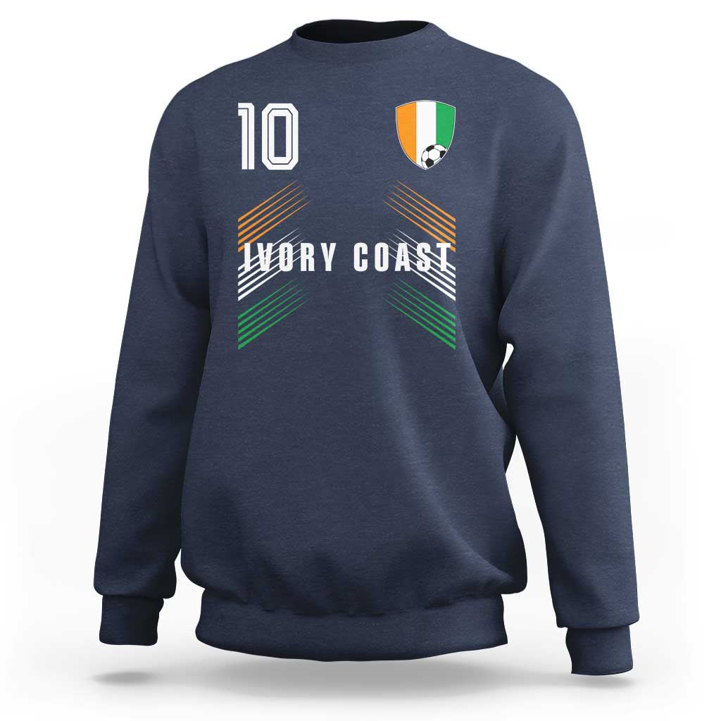 Ivory Coast Soccer Sports Graphic Number 10 Jersey Style Sweatshirt Proud Ivorian Cote d'Ivoire Football Fans Game Day Pride