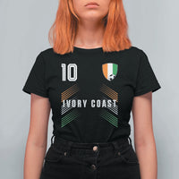 Ivory Coast Soccer Sports Graphic Number 10 Jersey Style T Shirt For Women Proud Ivorian Cote d'Ivoire Football Fans Game Day Pride