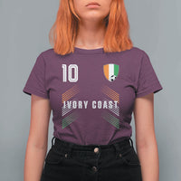 Ivory Coast Soccer Sports Graphic Number 10 Jersey Style T Shirt For Women Proud Ivorian Cote d'Ivoire Football Fans Game Day Pride