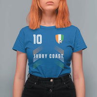 Ivory Coast Soccer Sports Graphic Number 10 Jersey Style T Shirt For Women Proud Ivorian Cote d'Ivoire Football Fans Game Day Pride