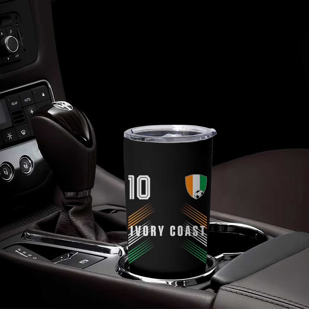 Ivory Coast Soccer Sports Graphic Number 10 Jersey Style Tumbler Cup Proud Ivorian Cote d'Ivoire Football Fans Game Day Pride