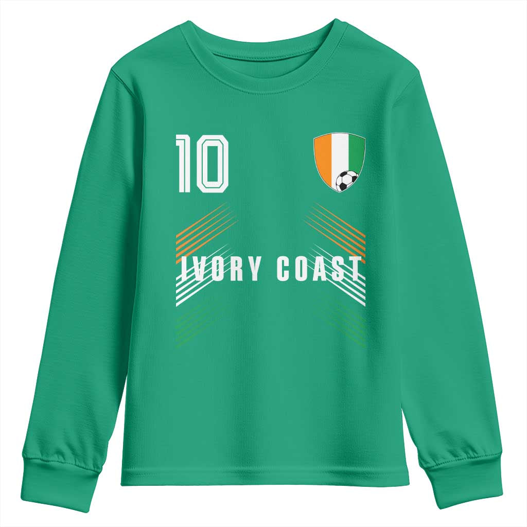 Ivory Coast Soccer Sports Graphic Number 10 Jersey Style Youth Sweatshirt Proud Ivorian Cote d'Ivoire Football Fans Game Day Pride