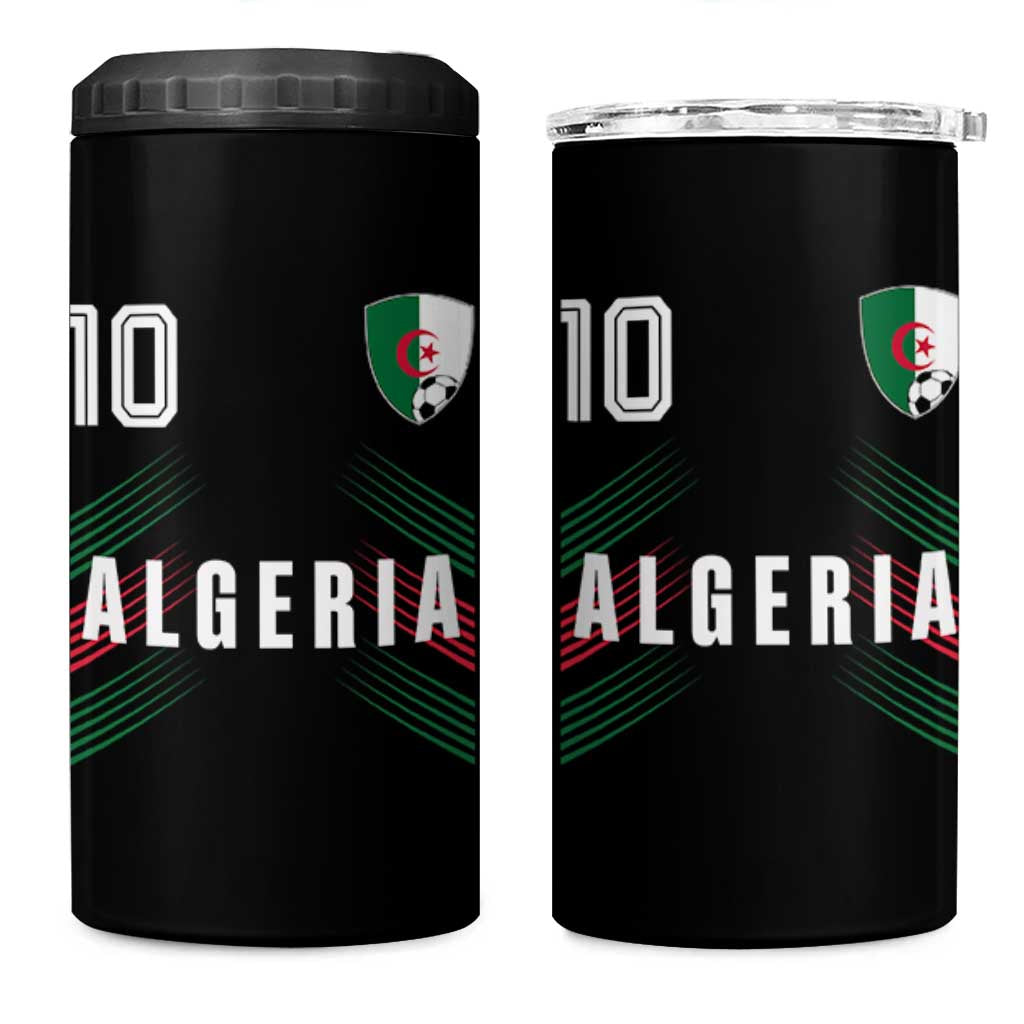 Algeria Soccer Sports Graphic Number 10 Jersey Style 4 in 1 Can Cooler Tumbler Proud Algerian Football Fans Game Day Maghreb Pride