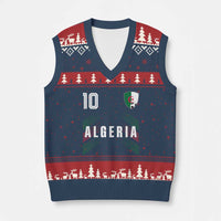 Algeria Soccer Sports Graphic Number 10 Jersey Style V-Neck Knit Sweater Vest Proud Algerian Football Fans Game Day Maghreb Pride