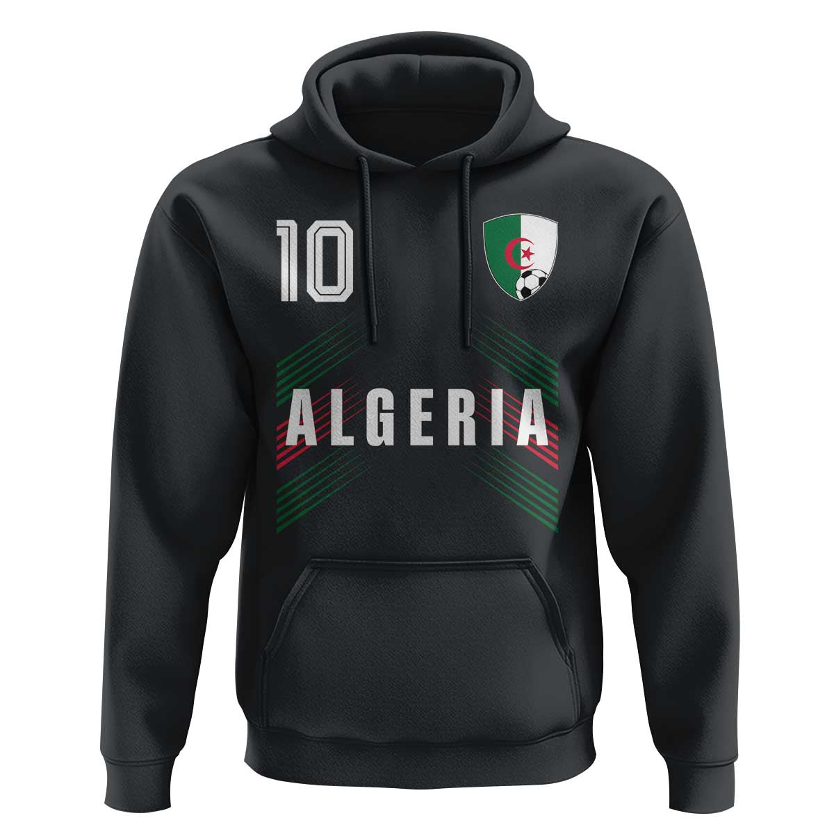Algeria Soccer Sports Graphic Number 10 Jersey Style Hoodie Proud Algerian Football Fans Game Day Maghreb Pride