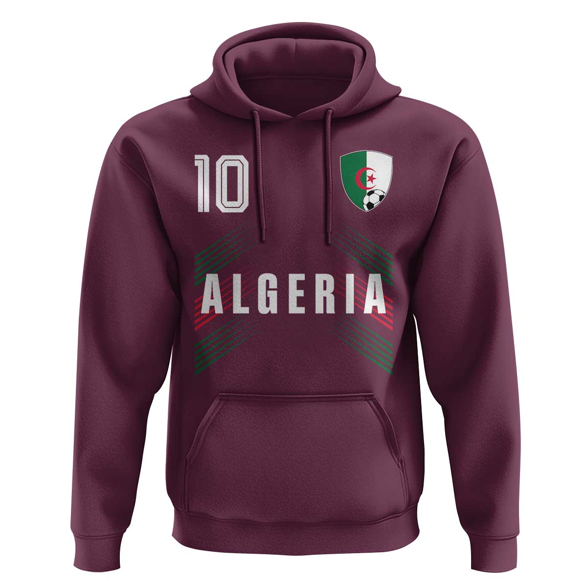 Algeria Soccer Sports Graphic Number 10 Jersey Style Hoodie Proud Algerian Football Fans Game Day Maghreb Pride