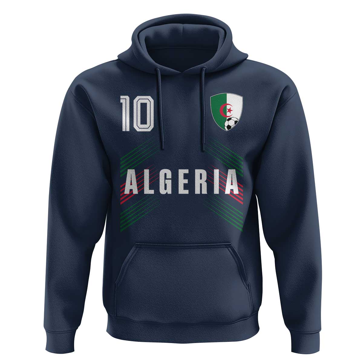 Algeria Soccer Sports Graphic Number 10 Jersey Style Hoodie Proud Algerian Football Fans Game Day Maghreb Pride