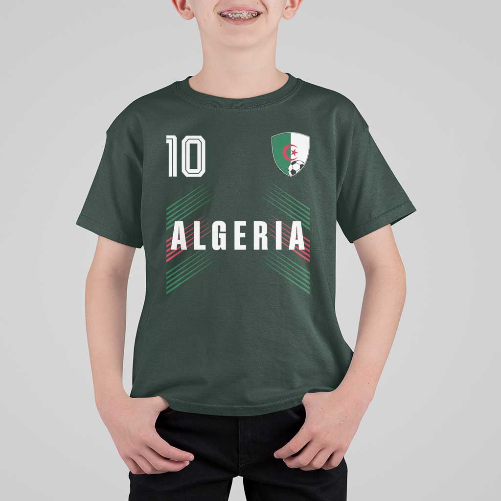 Algeria Soccer Sports Graphic Number 10 Jersey Style T Shirt For Kid Proud Algerian Football Fans Game Day Maghreb Pride