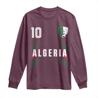 Algeria Soccer Sports Graphic Number 10 Jersey Style Long Sleeve Shirt Proud Algerian Football Fans Game Day Maghreb Pride