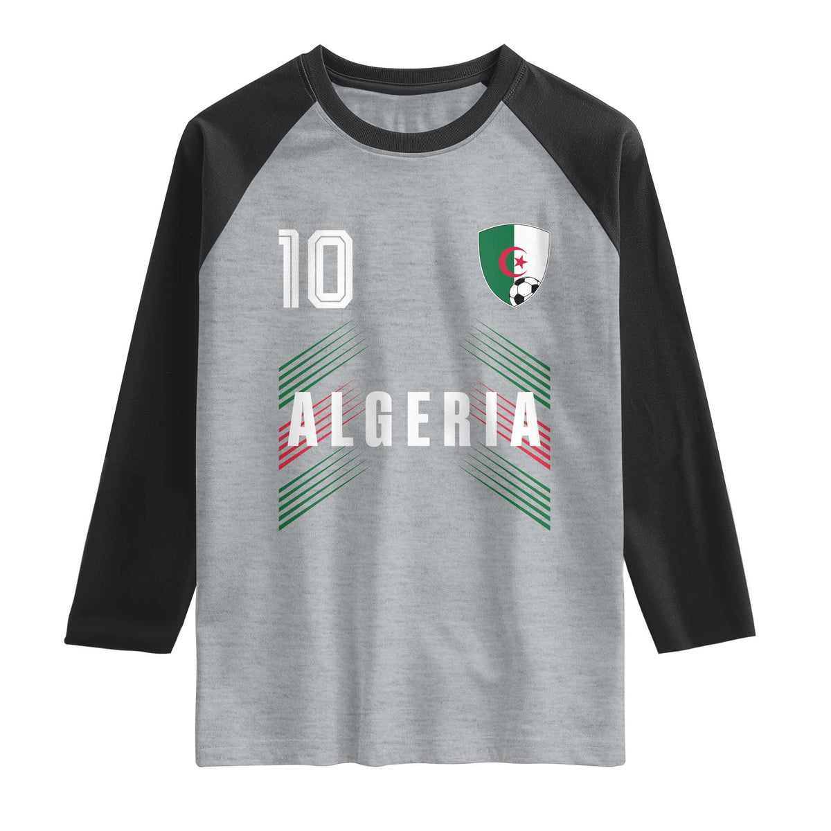 Algeria Soccer Sports Graphic Number 10 Jersey Style Raglan Shirt Proud Algerian Football Fans Game Day Maghreb Pride