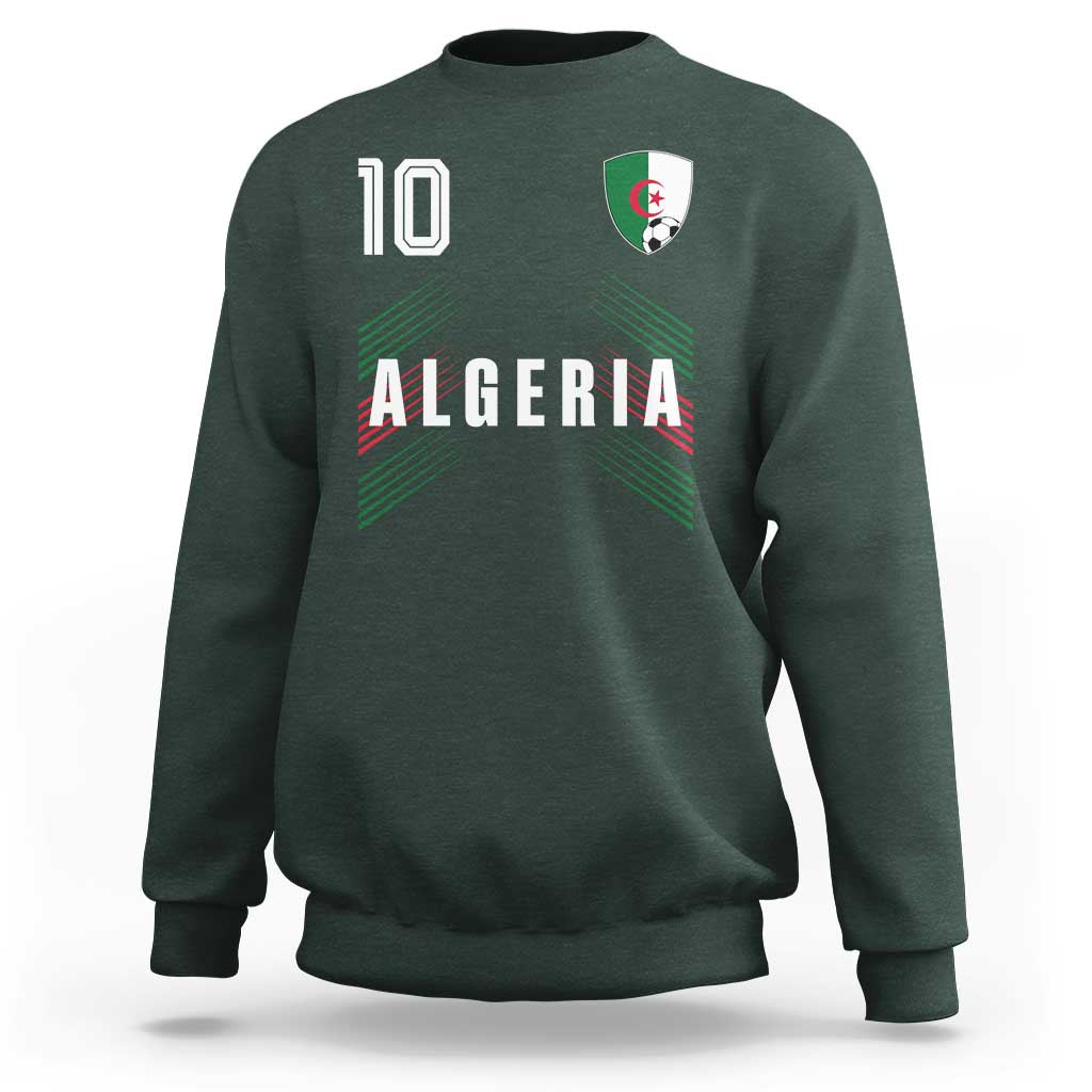 Algeria Soccer Sports Graphic Number 10 Jersey Style Sweatshirt Proud Algerian Football Fans Game Day Maghreb Pride