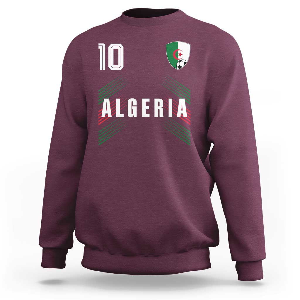 Algeria Soccer Sports Graphic Number 10 Jersey Style Sweatshirt Proud Algerian Football Fans Game Day Maghreb Pride