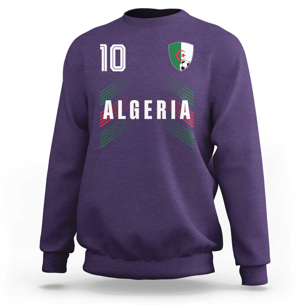 Algeria Soccer Sports Graphic Number 10 Jersey Style Sweatshirt Proud Algerian Football Fans Game Day Maghreb Pride