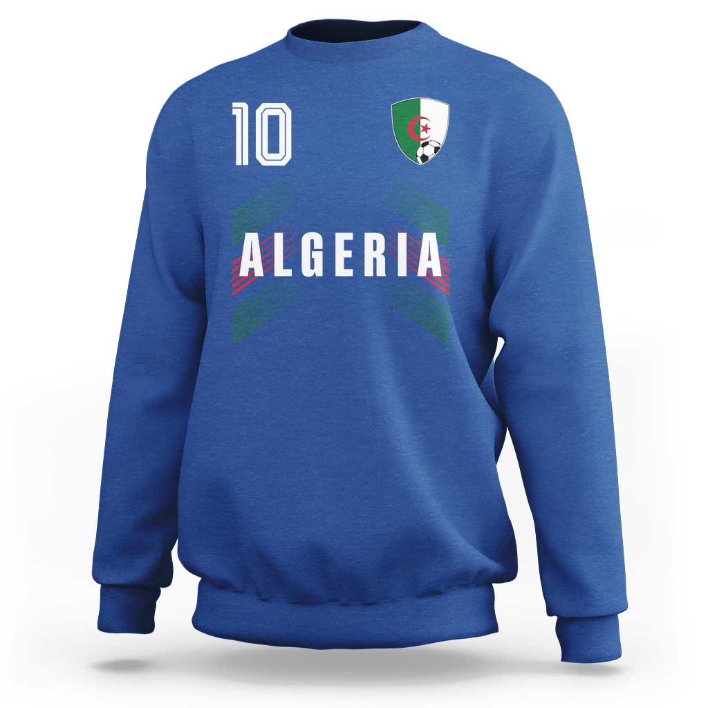 Algeria Soccer Sports Graphic Number 10 Jersey Style Sweatshirt Proud Algerian Football Fans Game Day Maghreb Pride