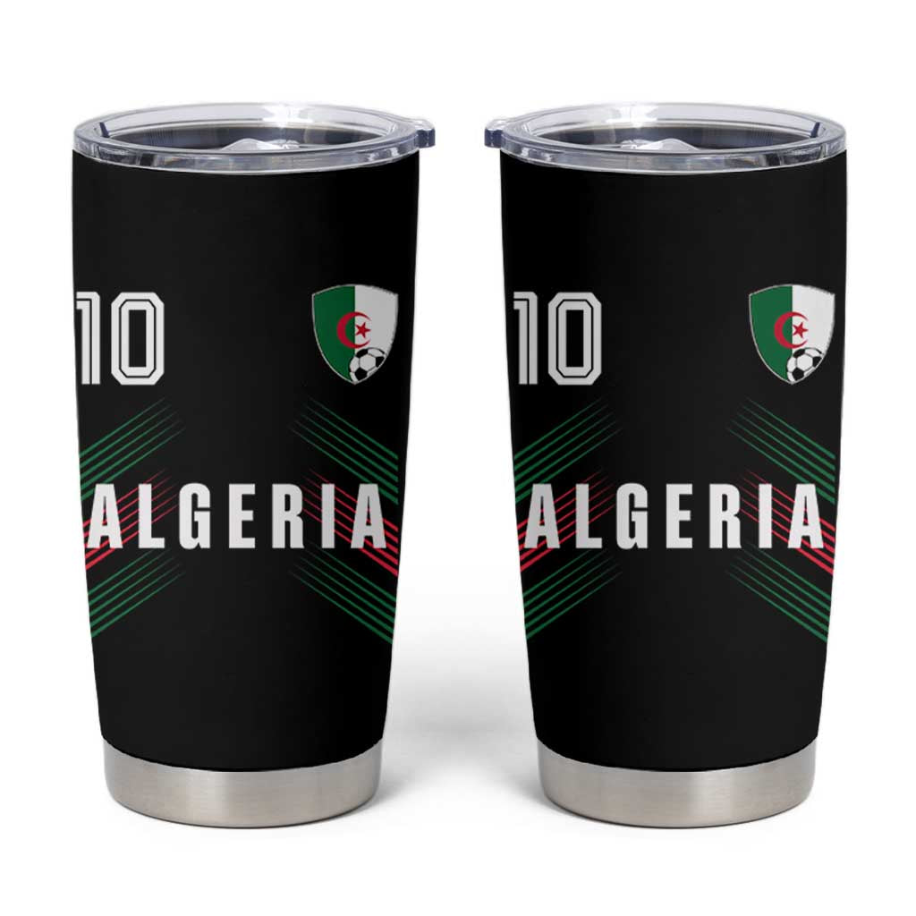Algeria Soccer Sports Graphic Number 10 Jersey Style Tumbler Cup Proud Algerian Football Fans Game Day Maghreb Pride