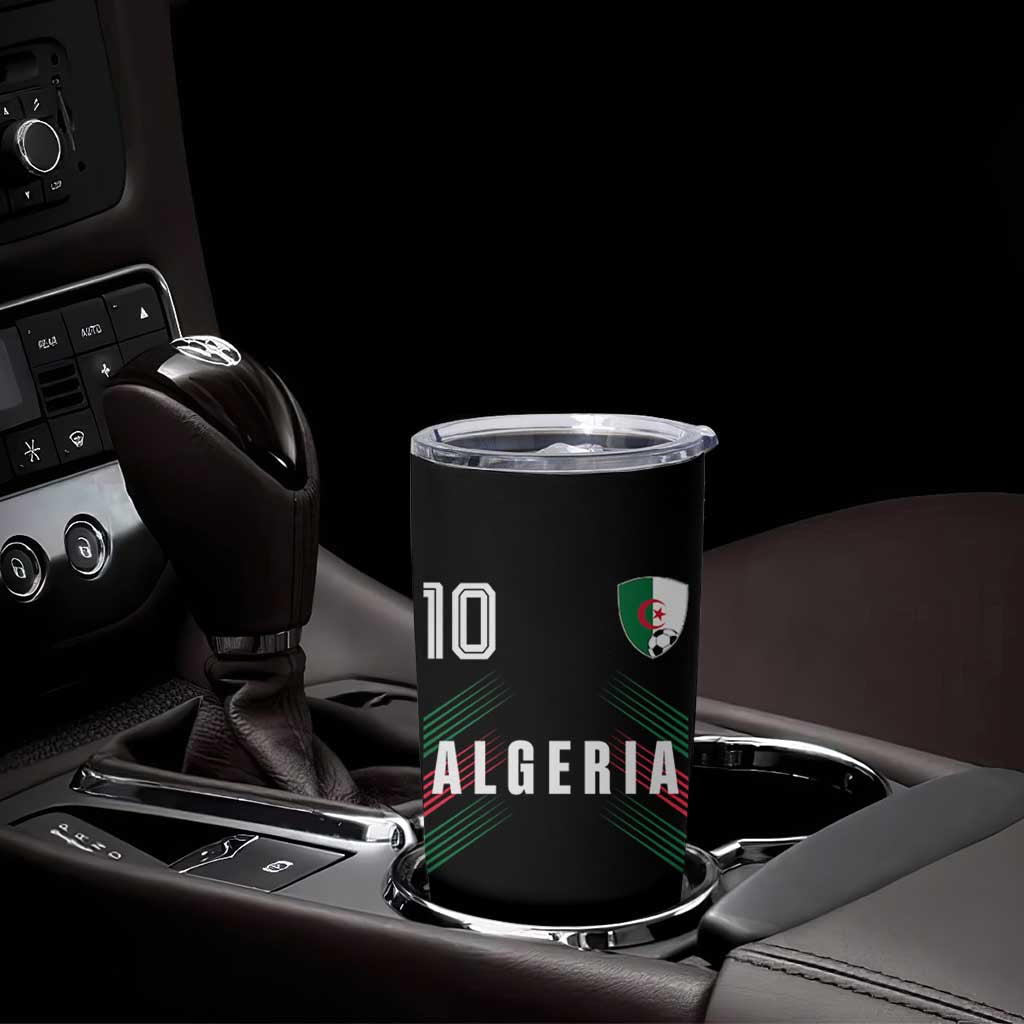 Algeria Soccer Sports Graphic Number 10 Jersey Style Tumbler Cup Proud Algerian Football Fans Game Day Maghreb Pride