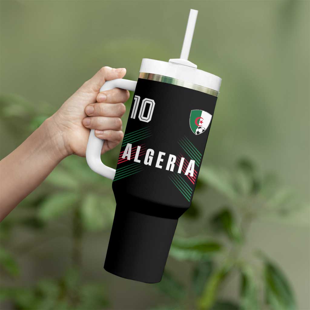 Algeria Soccer Sports Graphic Number 10 Jersey Style Tumbler With Handle Proud Algerian Football Fans Game Day Maghreb Pride
