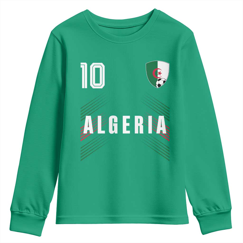 Algeria Soccer Sports Graphic Number 10 Jersey Style Youth Sweatshirt Proud Algerian Football Fans Game Day Maghreb Pride