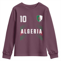 Algeria Soccer Sports Graphic Number 10 Jersey Style Youth Sweatshirt Proud Algerian Football Fans Game Day Maghreb Pride