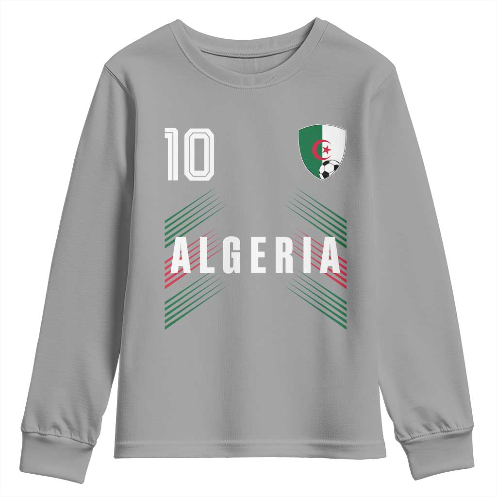 Algeria Soccer Sports Graphic Number 10 Jersey Style Youth Sweatshirt Proud Algerian Football Fans Game Day Maghreb Pride