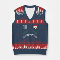 Egypt Soccer Sports Graphic Number 10 Jersey Style V-Neck Knit Sweater Vest Proud Egyptian Football Fans Game Day Pride