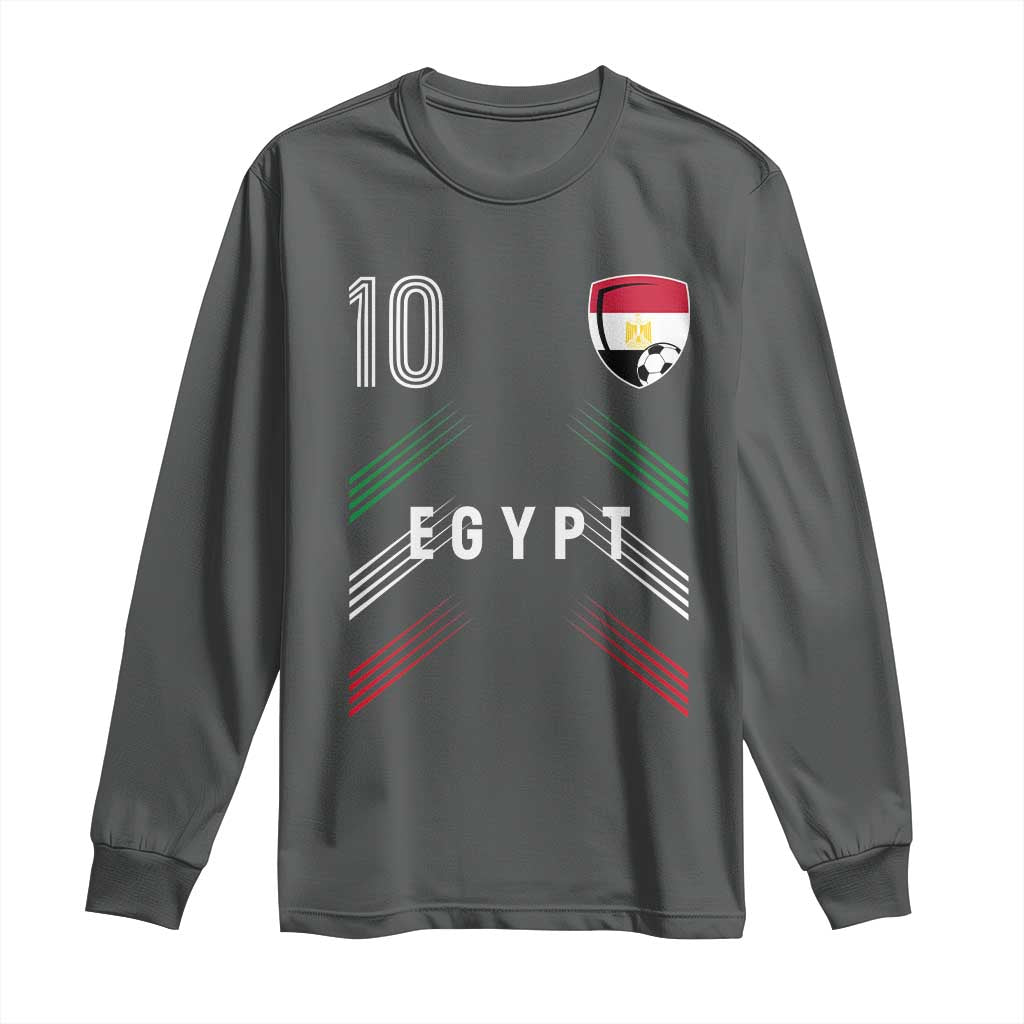 Egypt Soccer Sports Graphic Number 10 Jersey Style Long Sleeve Shirt Proud Egyptian Football Fans Game Day Pride