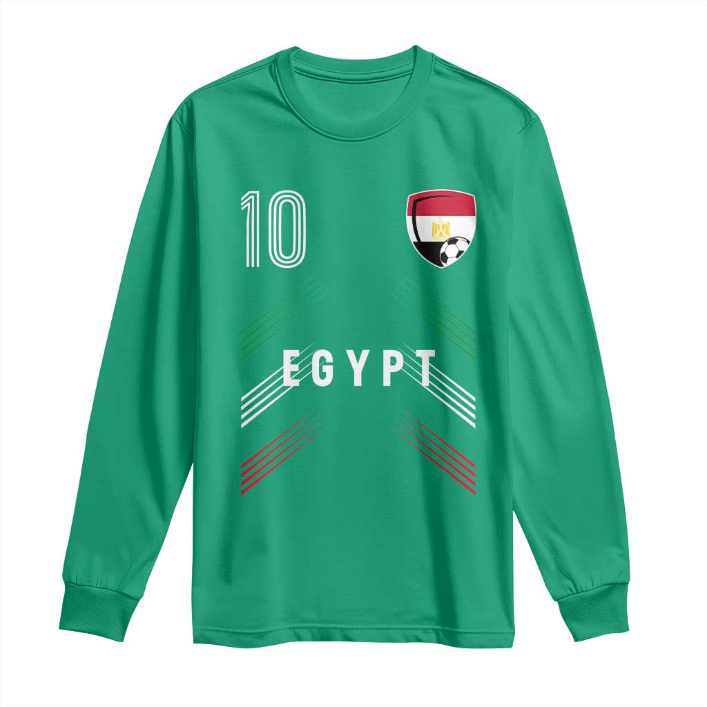 Egypt Soccer Sports Graphic Number 10 Jersey Style Long Sleeve Shirt Proud Egyptian Football Fans Game Day Pride