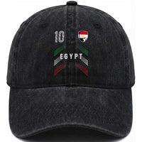 Egypt Soccer Sports Graphic Number 10 Jersey Style Washed Cotton Baseball Cap Proud Egyptian Football Fans Game Day Pride