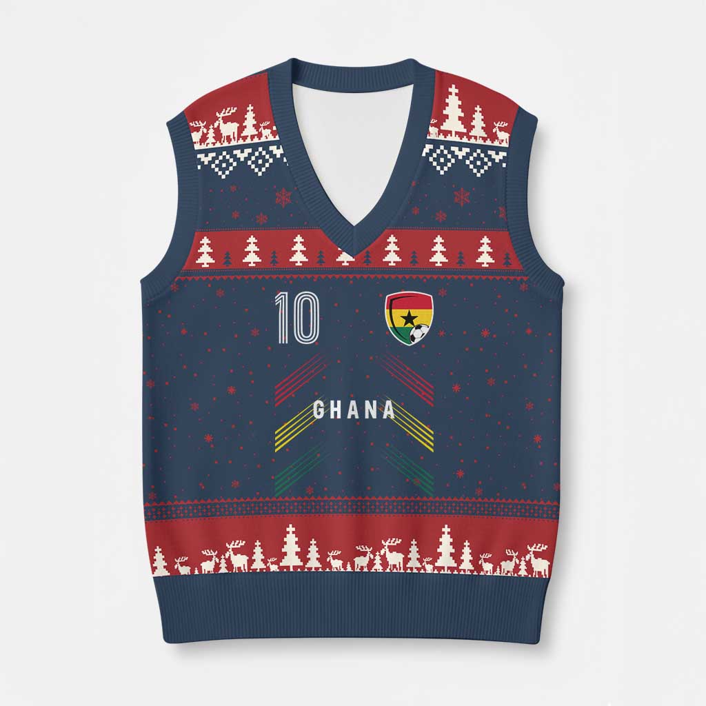 Ghana Soccer Sports Graphic Number 10 Jersey Style V-Neck Knit Sweater Vest Proud Ghanaian Football Fans Game Day Pride