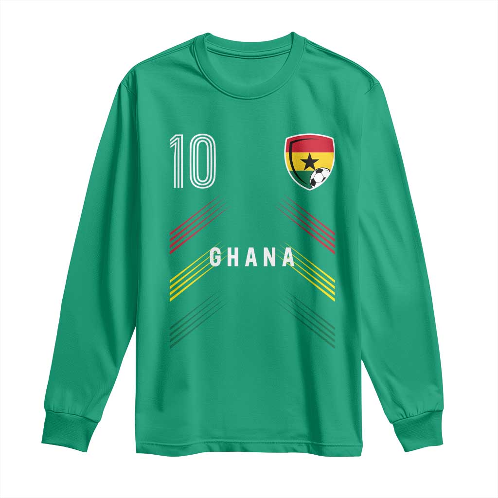 Ghana Soccer Sports Graphic Number 10 Jersey Style Long Sleeve Shirt Proud Ghanaian Football Fans Game Day Pride