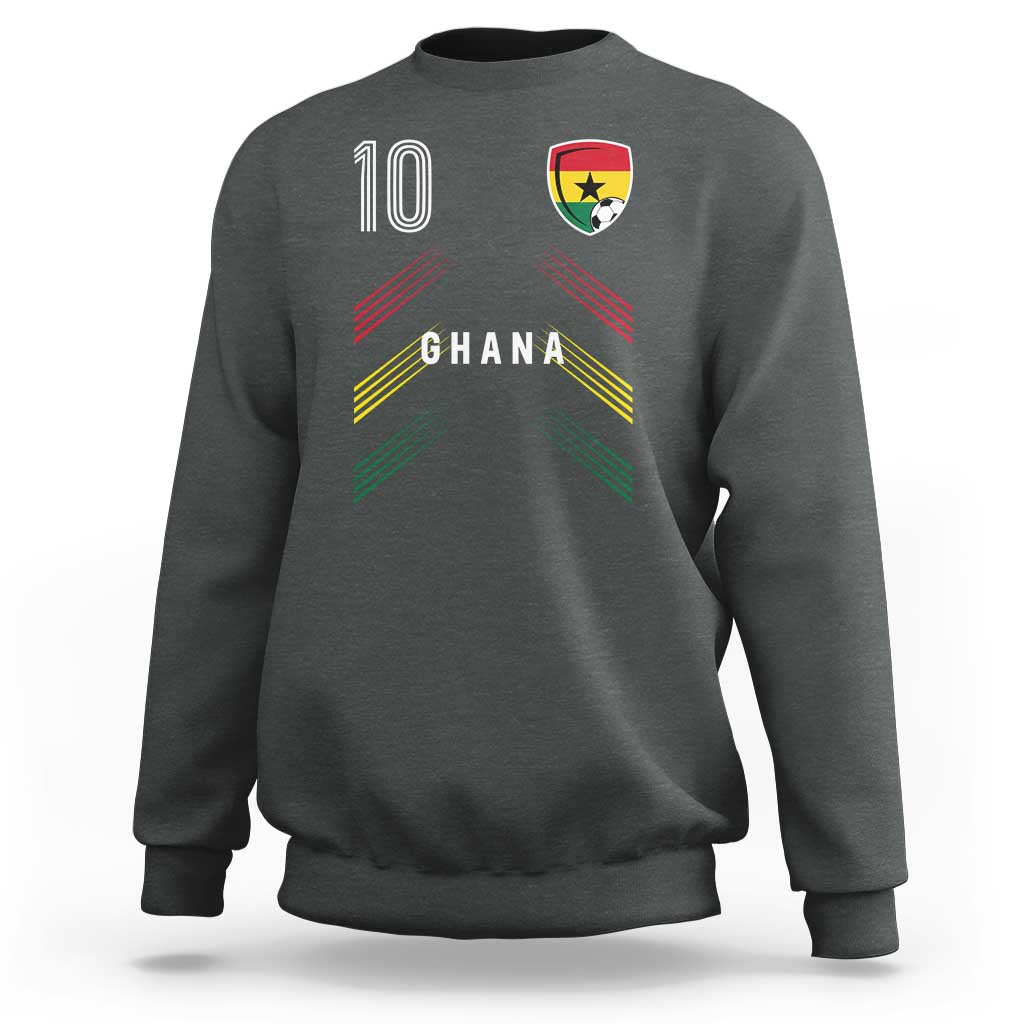 Ghana Soccer Sports Graphic Number 10 Jersey Style Sweatshirt Proud Ghanaian Football Fans Game Day Pride