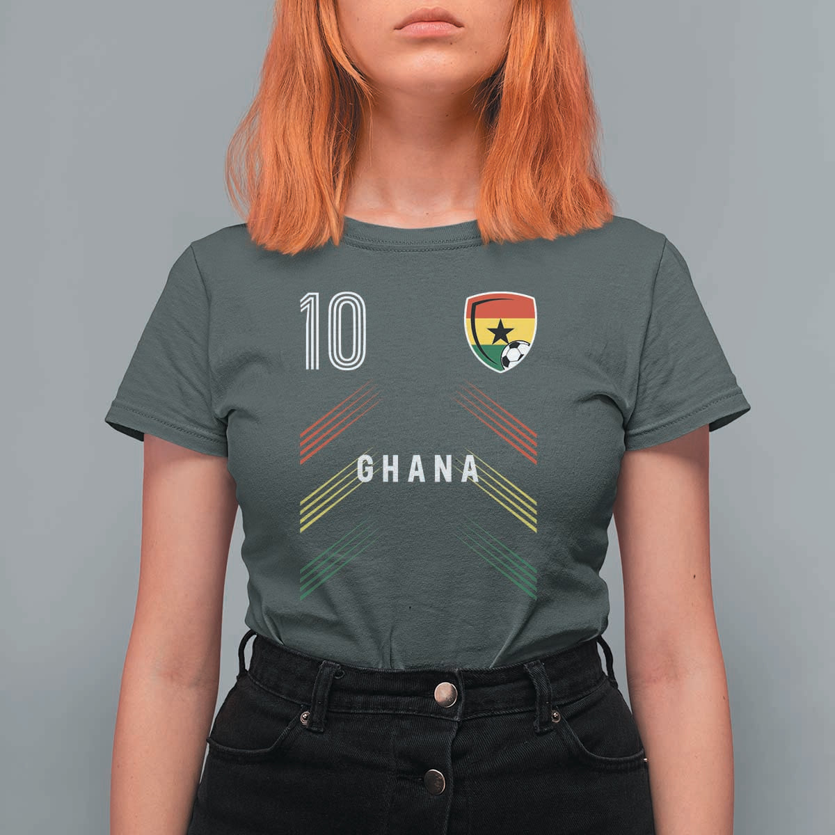 Ghana Soccer Sports Graphic Number 10 Jersey Style T Shirt For Women Proud Ghanaian Football Fans Game Day Pride